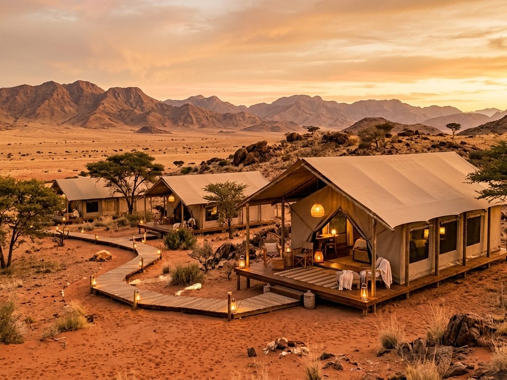 Safari guide and travellers on a game drive in Namibia